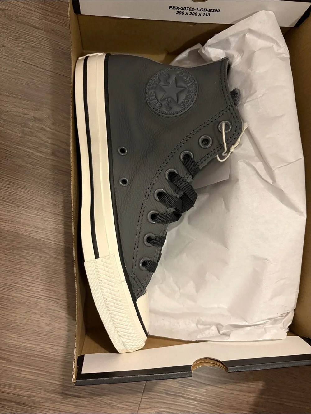 Converse High-Top Leather Sneakers in gray and White